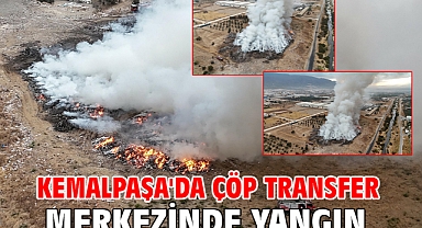 Kemalpaşa'da çöp transfer merkezinde yangın