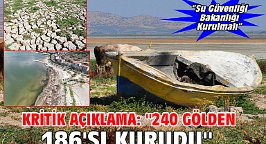 Kritik açıklama: ''240 gölden 186'sı kurudu''