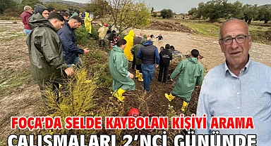 Foça'da selde kaybolan kişiyi arama çalışmaları 2'nci gününde