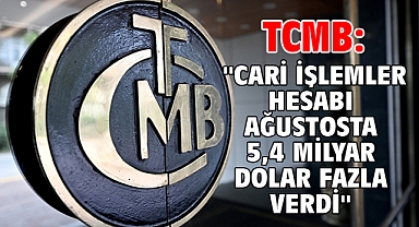 TCMB: ''Cari işlemler hesabı ağustosta 5,4 milyar dolar fazla verdi''