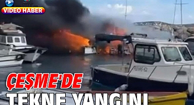 Çeşme'de tekne yangını