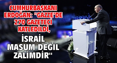 Cumhurbaşkanı Erdoğan: ''Gazze’de 270 gazeteci katledildi, İsrail masum değil zalimdir''