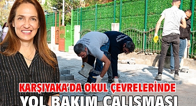 Karşıyaka’da okul çevrelerinde yol bakım çalışması