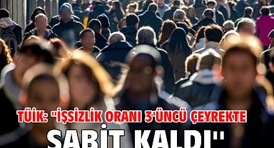 TÜİK: ''İşsizlik oranı 3'üncü çeyrekte sabit kaldı''