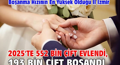 2025'te 552 bin çift evlendi, 193 bin çift boşandı