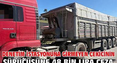 Denetim istasyonuna girmeyen çekicinin sürücüsüne 48 bin lira ceza