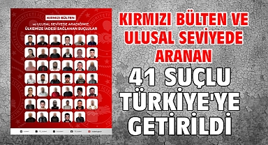 Kırmızı bülten ve ulusal seviyede aranan 41 suçlu Türkiye'ye getirildi