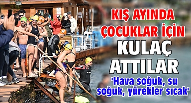 Kış ayında çocuklar için kulaç attılar