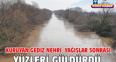 Kuruyan Gediz Nehri, yağışlar sonrası yüzleri güldürdü