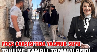 Foça Çarşısı’nda Yağmur Suyu Tahliye Kanalı Tamamlandı