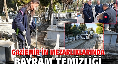 Gaziemir’in mezarlıklarında bayram temizliği
