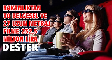 Bakanlıktan 30 belgesel ve 27 uzun metraj filme 232,5 milyon lira destek