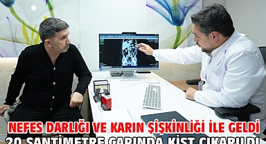 Nefes darlığı ve karın şişkinliği ile geldi 20 santimetre çapında kist çıkarıldı