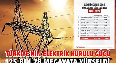 Türkiye'nin elektrik kurulu gücü 125 bin 78 megavata yükseldi