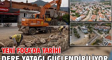 Yeni Foça’da tarihi dere yatağı güçlendiriliyor