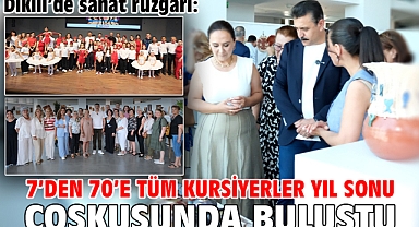 Dikili’de sanat rüzgarı: 7’den 70’e tüm kursiyerler yıl sonu coşkusunda buluştu