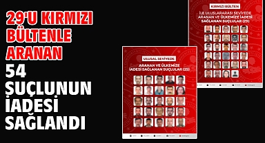 29'u kırmızı bültenle aranan 54 suçlunun iadesi sağlandı