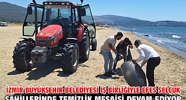 İzmir Büyükşehir Belediyesi iş birliğiyle Efes Selçuk sahillerinde temizlik mesaisi devam ediyor