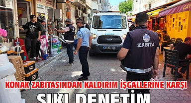 Konak zabıtasından kaldırım işgallerine karşı sıkı denetim