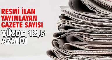 Resmi ilan yayımlayan gazete sayısı yüzde 12,5 azaldı