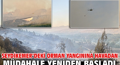 Seydikemer’deki orman yangınına havadan müdahale yeniden başladı