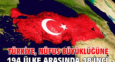 Türkiye, nüfus büyüklüğüne 194 ülke arasında 18'inci