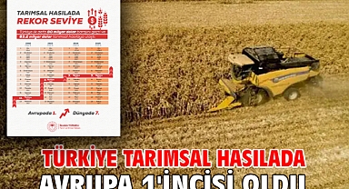 Türkiye tarımsal hasılada Avrupa 1'incisi oldu