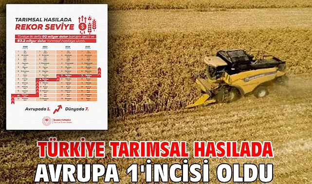 Türkiye tarımsal hasılada Avrupa 1'incisi oldu