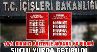 16'sı kırmızı bültenle aranan 60 firari suçlu yurda getirildi