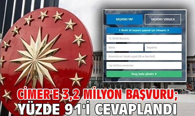 CİMER'e 3,2 milyon başvuru; yüzde 91'i cevaplandı