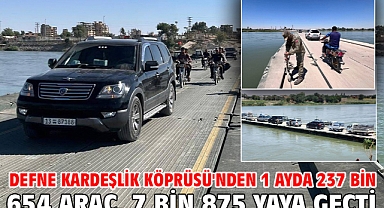 Defne Kardeşlik Köprüsü'nden 1 ayda 237 bin 654 araç, 7 bin 875 yaya geçti