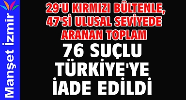 29'u kırmızı bültenle, 47'si ulusal seviyede aranan toplam 76 suçlu Türkiye'ye iade edildi