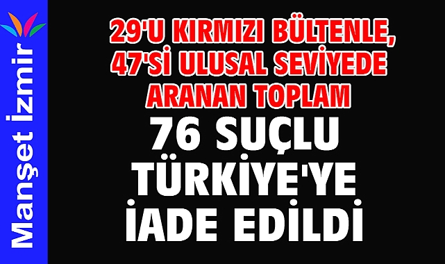 29'u kırmızı bültenle, 47'si ulusal seviyede aranan toplam 76 suçlu Türkiye'ye iade edildi