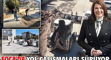 Foça’da Yol Çalışmaları Sürüyor