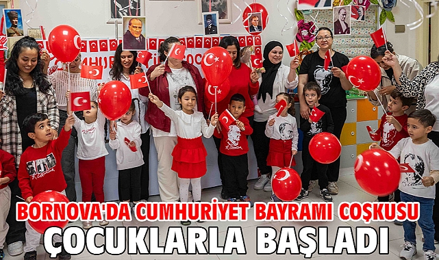 Bornova'da Cumhuriyet Bayramı coşkusu çocuklarla başladı