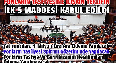Fonların tasfiyesine ilişkin teklifin ilk 5 maddesi kabul edildi