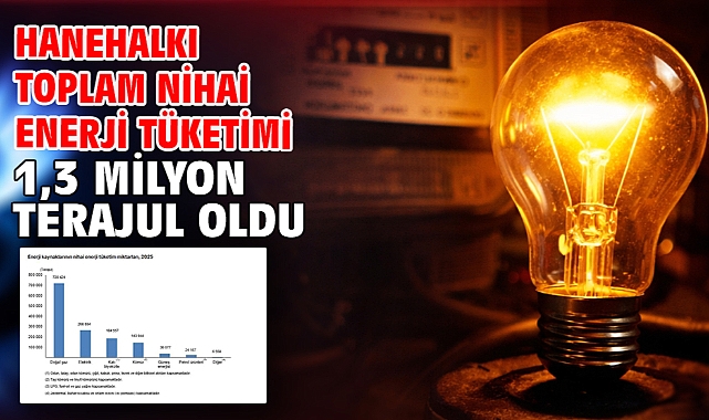 Hanehalkı toplam nihai enerji tüketimi 1,3 milyon terajul oldu