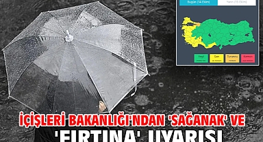 İçişleri Bakanlığı'ndan 'sağanak' ve 'fırtına' uyarısı