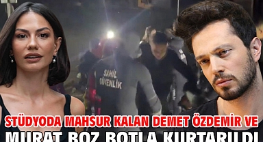 Stüdyoda mahsur kalan Demet Özdemir ve Murat Boz botla kurtarıldı
