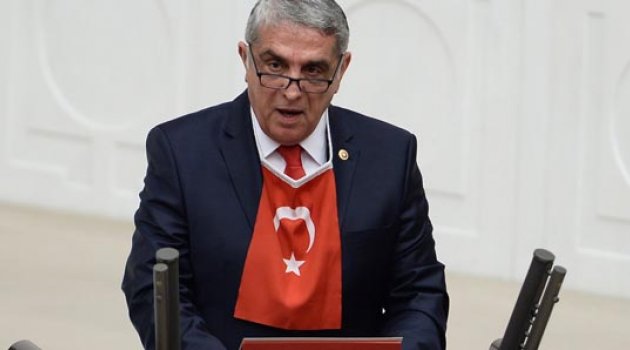 Ak partili vekil Kalkan'dan Türk bayraklı yemin