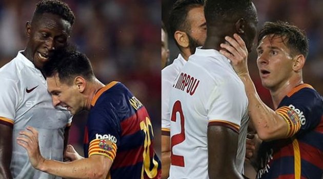 Messi kafa attı, boğazını sıktı!